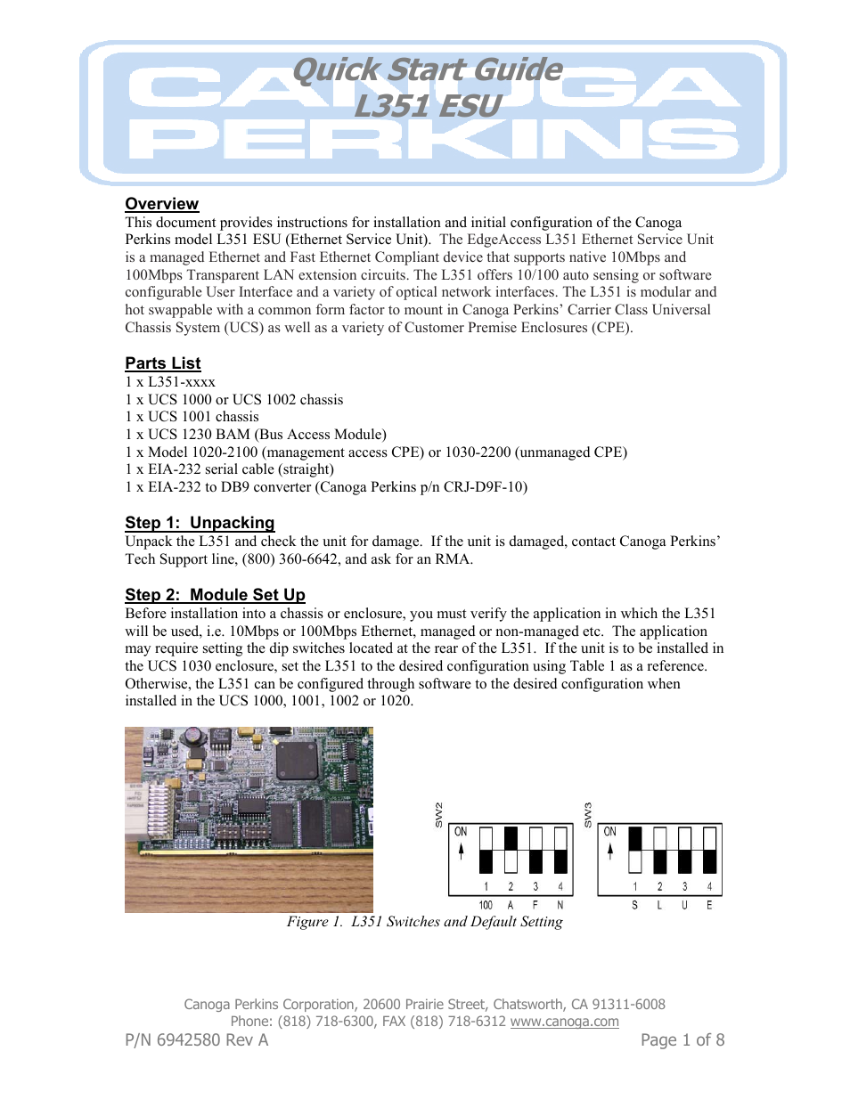 CANOGA PERKINS L351 ESU User Manual | 8 pages