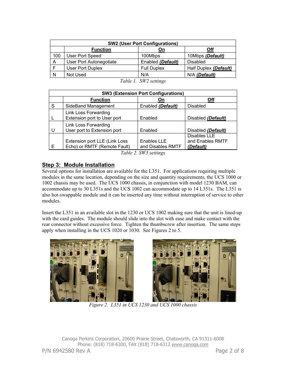 CANOGA PERKINS L351 ESU User Manual | Page 2 / 8