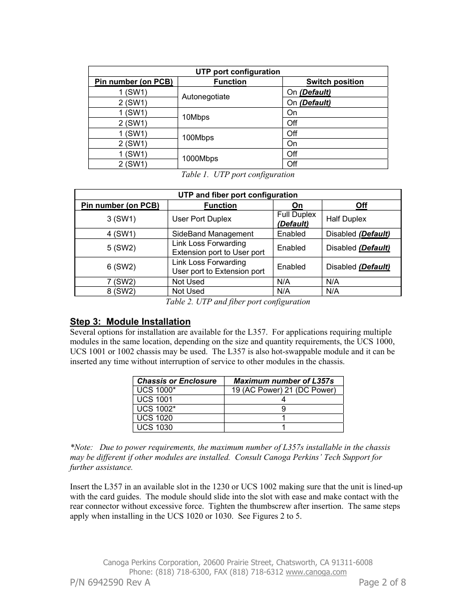CANOGA PERKINS L357 ESU User Manual | Page 2 / 8