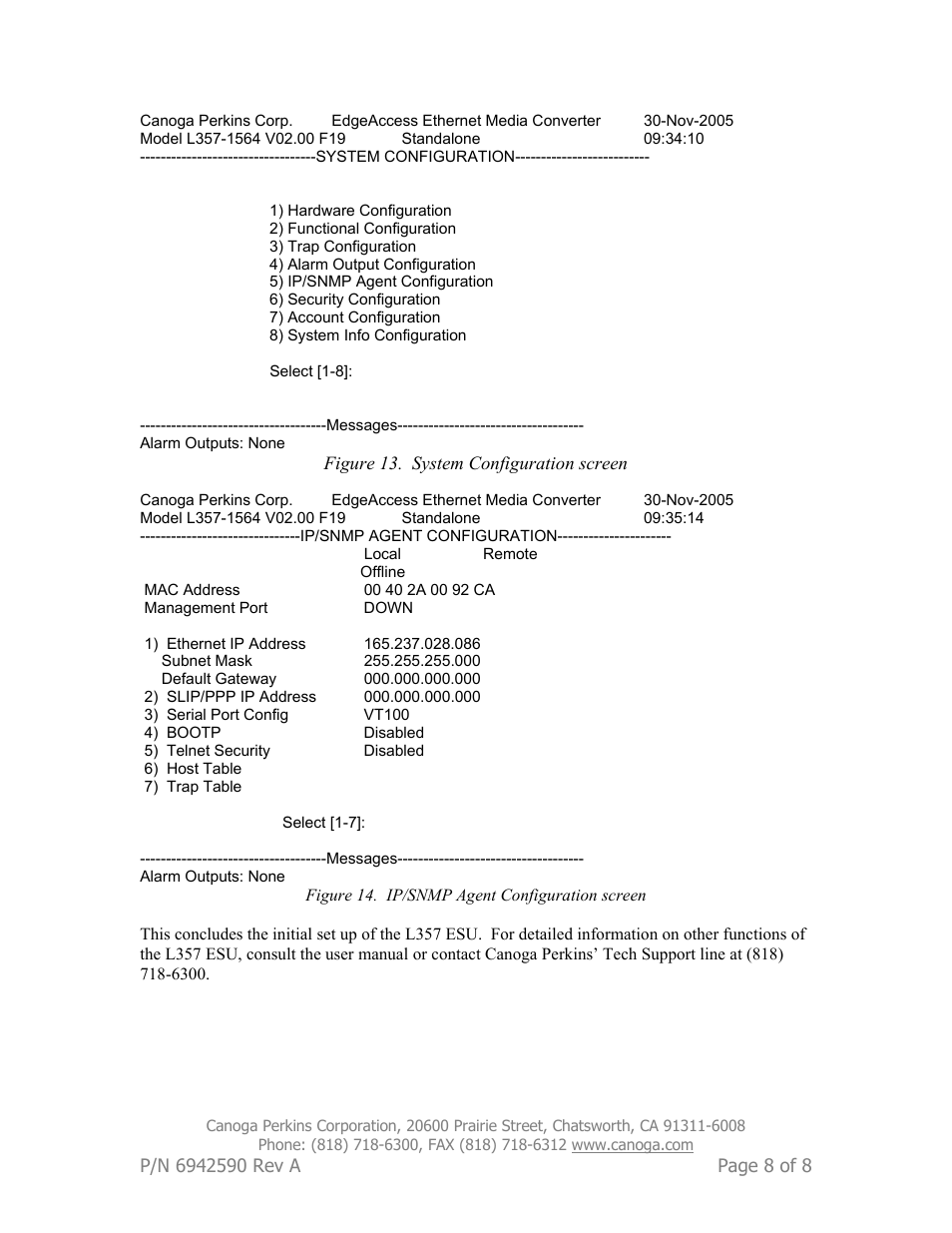 CANOGA PERKINS L357 ESU User Manual | Page 8 / 8