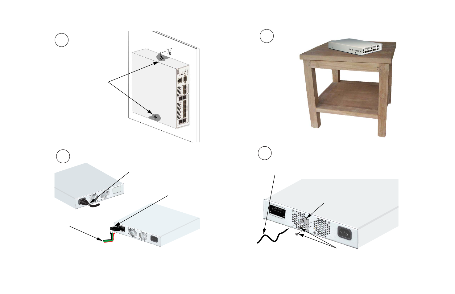 5wall mounting, 6table mounting 7 apply power, 8install facility ground | CANOGA PERKINS 9145EMP Interface Device Quick Start Guide User Manual | Page 4 / 7