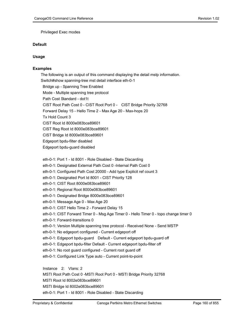 CANOGA PERKINS CanogaOS Command Reference User Manual | Page 160 / 855