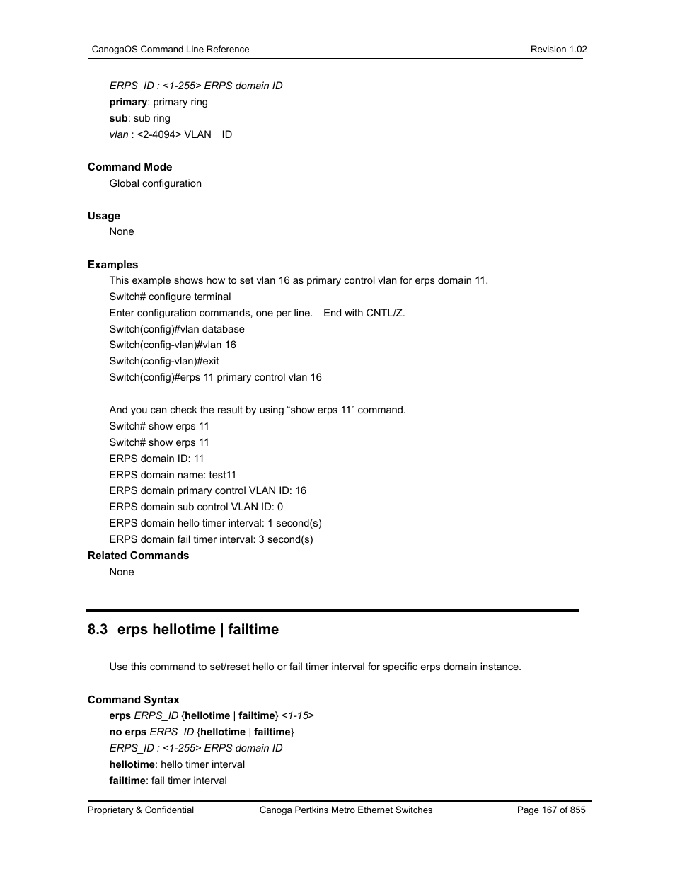 3 erps hellotime | failtime | CANOGA PERKINS CanogaOS Command Reference User Manual | Page 167 / 855