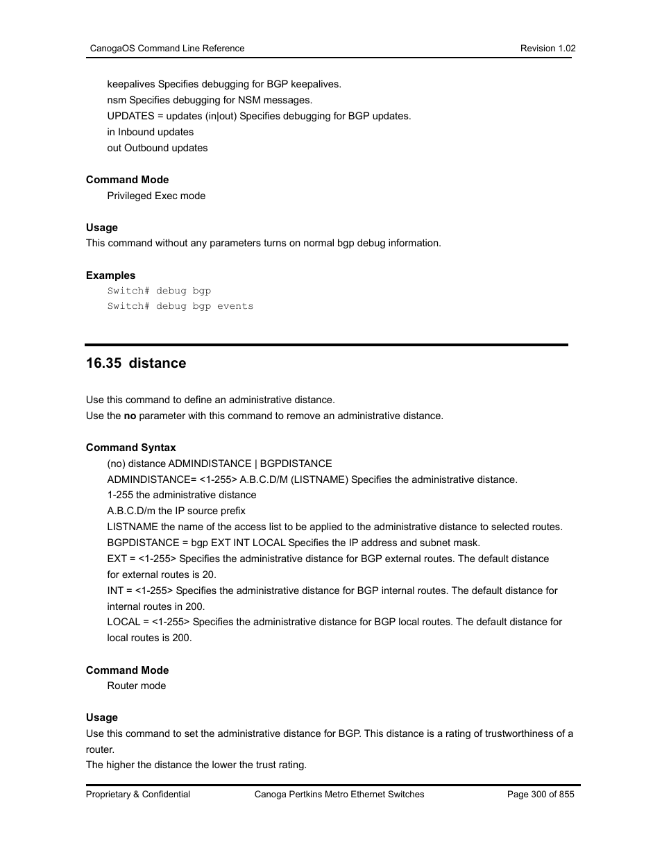 35 distance | CANOGA PERKINS CanogaOS Command Reference User Manual | Page 300 / 855