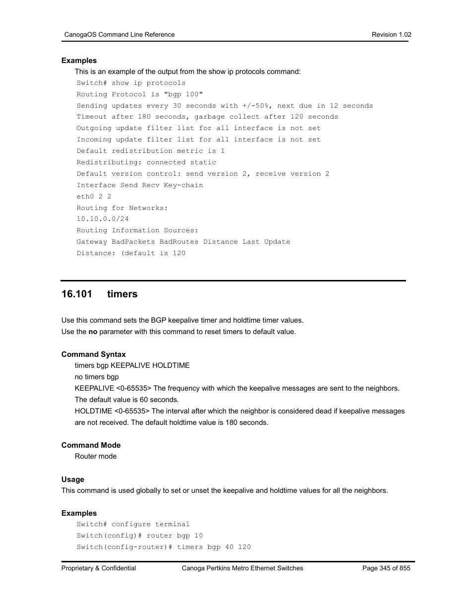 101 timers | CANOGA PERKINS CanogaOS Command Reference User Manual | Page 345 / 855