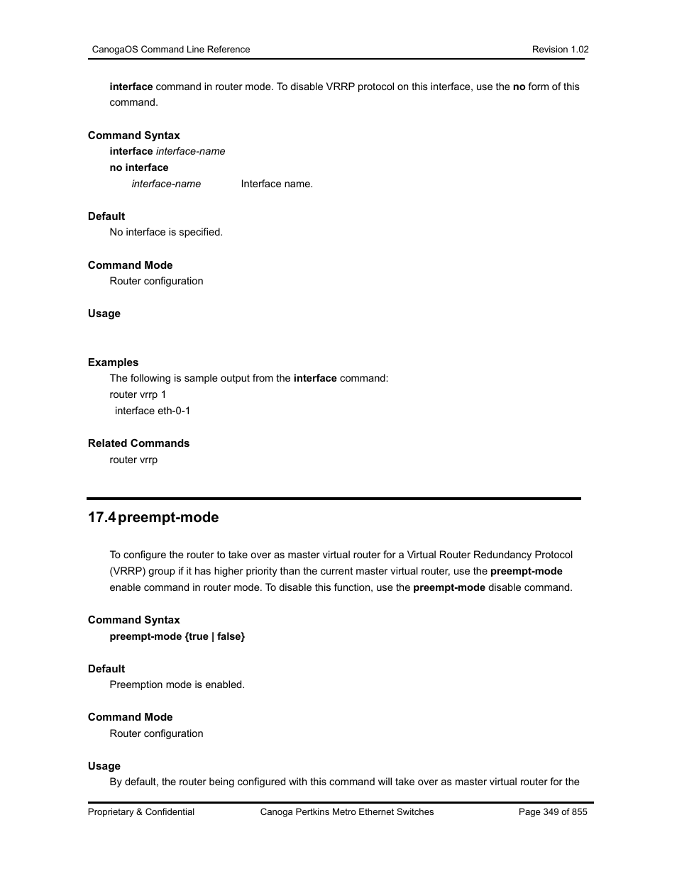 4 preempt-mode | CANOGA PERKINS CanogaOS Command Reference User Manual | Page 349 / 855