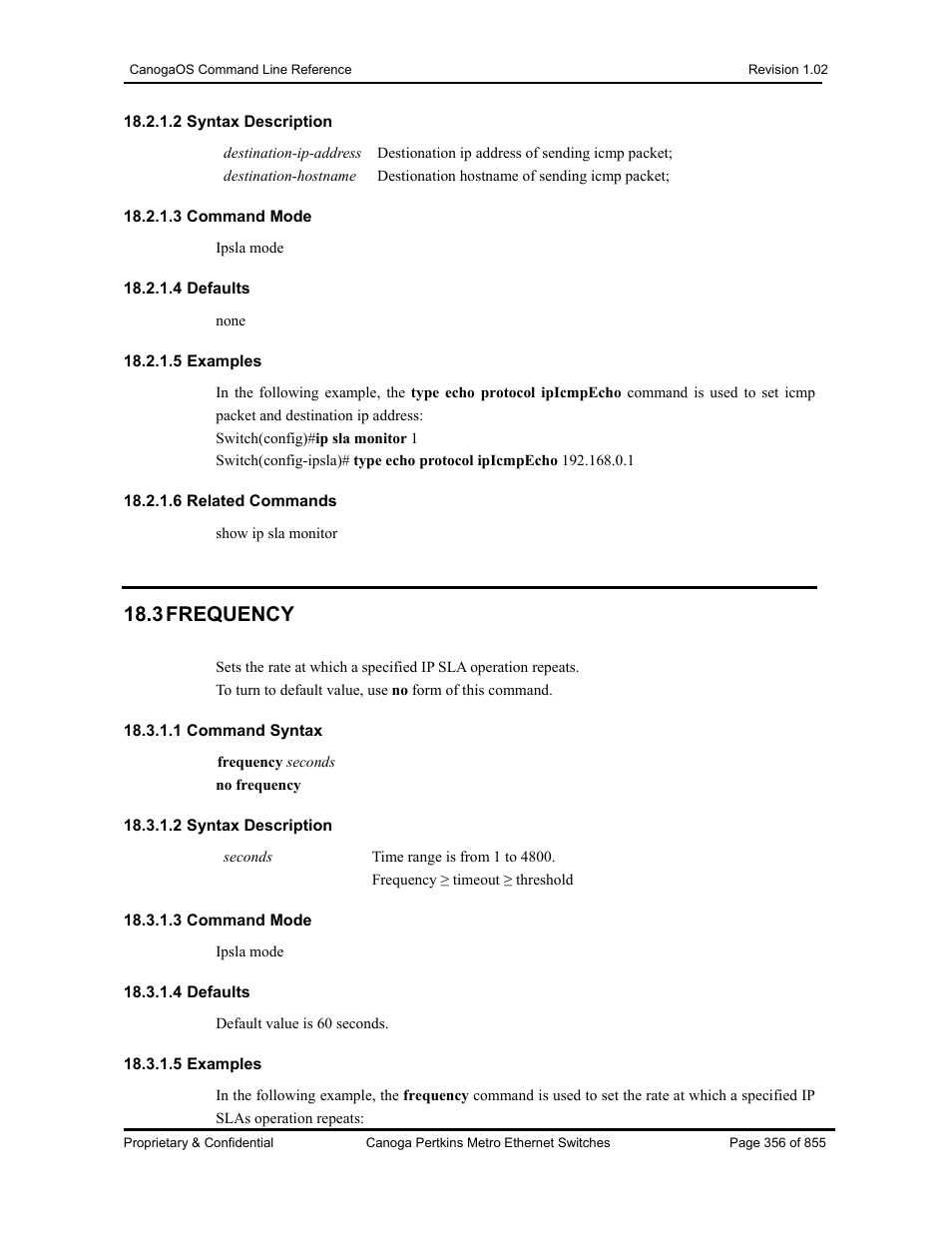 3 frequency | CANOGA PERKINS CanogaOS Command Reference User Manual | Page 356 / 855