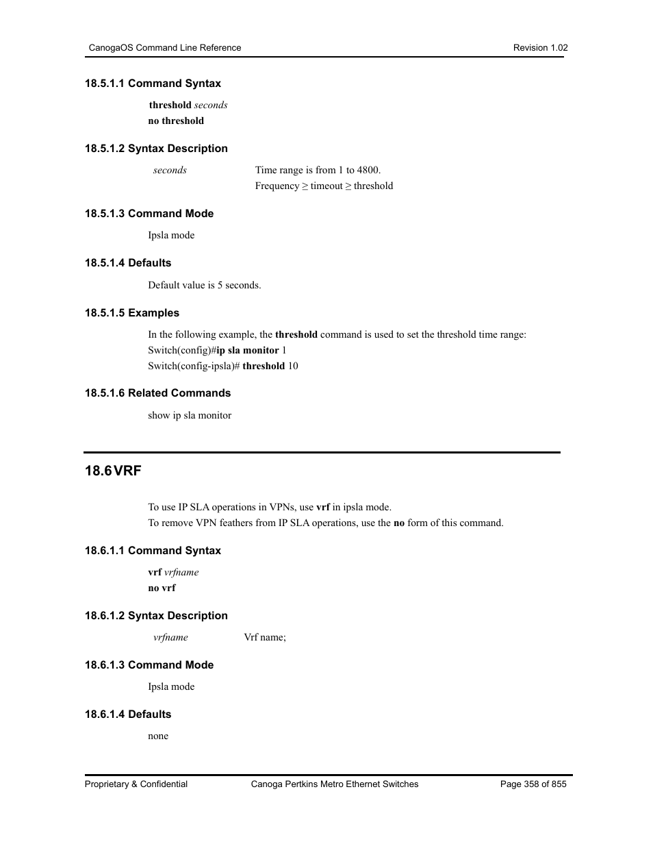 6 vrf | CANOGA PERKINS CanogaOS Command Reference User Manual | Page 358 / 855