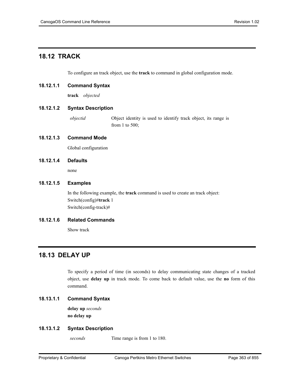 12 track, 13 delay up | CANOGA PERKINS CanogaOS Command Reference User Manual | Page 363 / 855