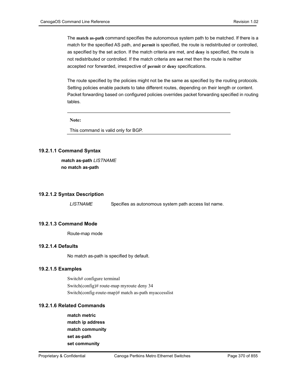 CANOGA PERKINS CanogaOS Command Reference User Manual | Page 370 / 855