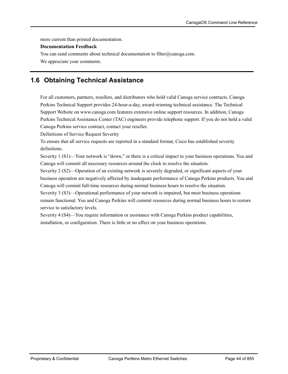 6 obtaining technical assistance | CANOGA PERKINS CanogaOS Command Reference User Manual | Page 44 / 855