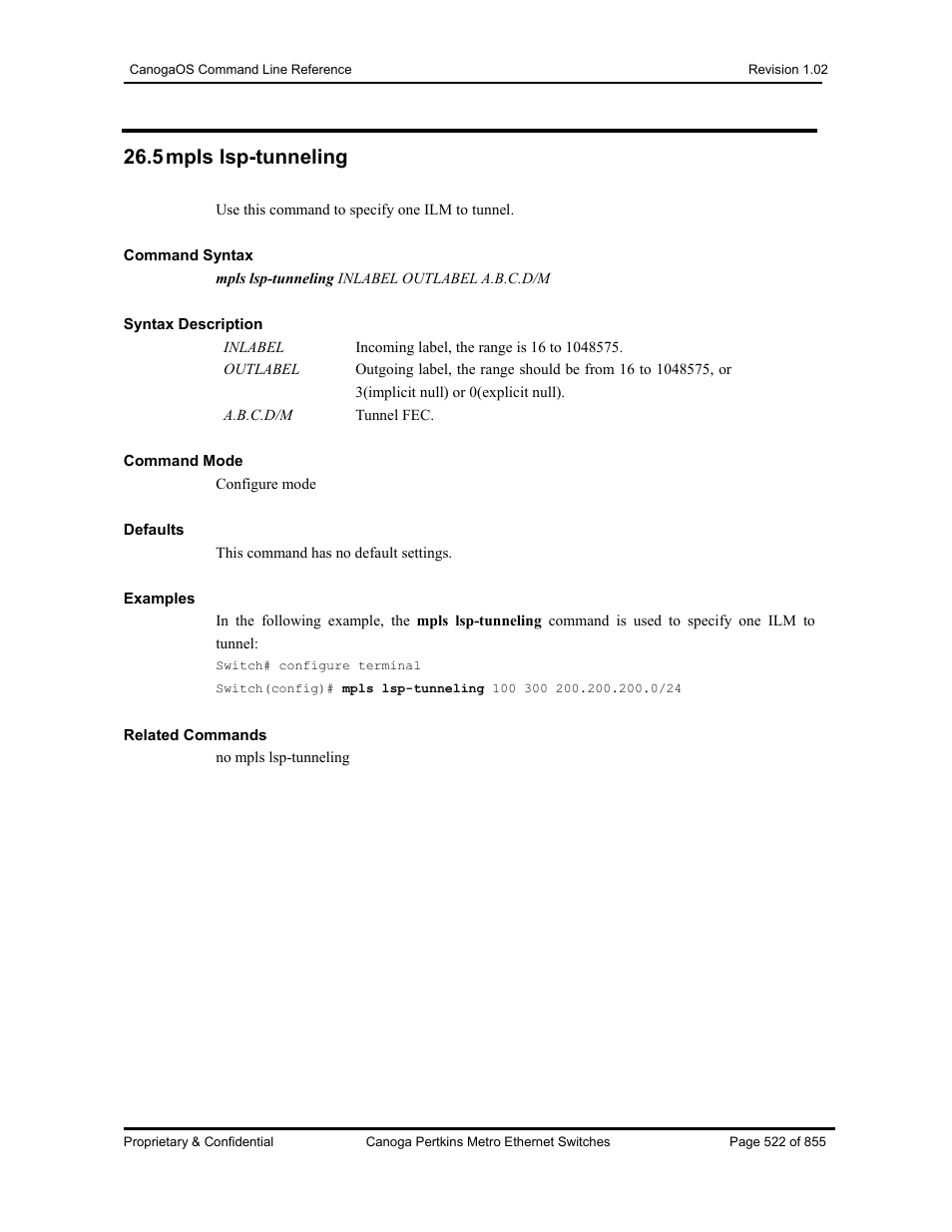5 mpls lsp-tunneling | CANOGA PERKINS CanogaOS Command Reference User Manual | Page 522 / 855