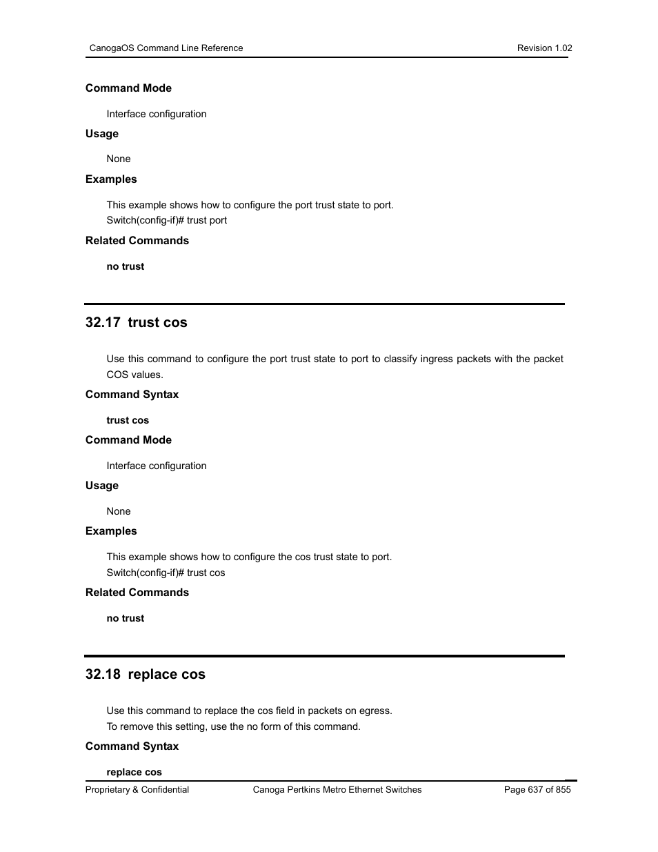 17 trust cos, 18 replace cos | CANOGA PERKINS CanogaOS Command Reference User Manual | Page 637 / 855
