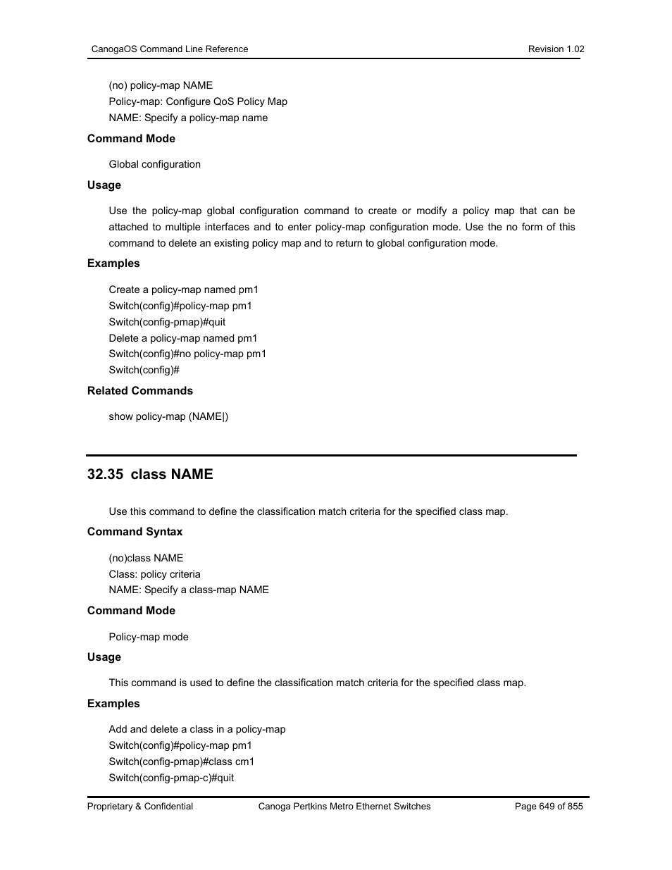 35 class name | CANOGA PERKINS CanogaOS Command Reference User Manual | Page 649 / 855