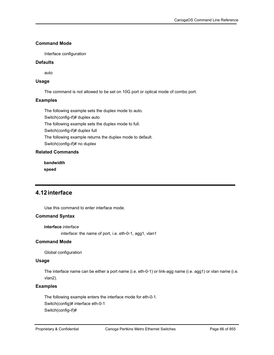 12 interface | CANOGA PERKINS CanogaOS Command Reference User Manual | Page 66 / 855