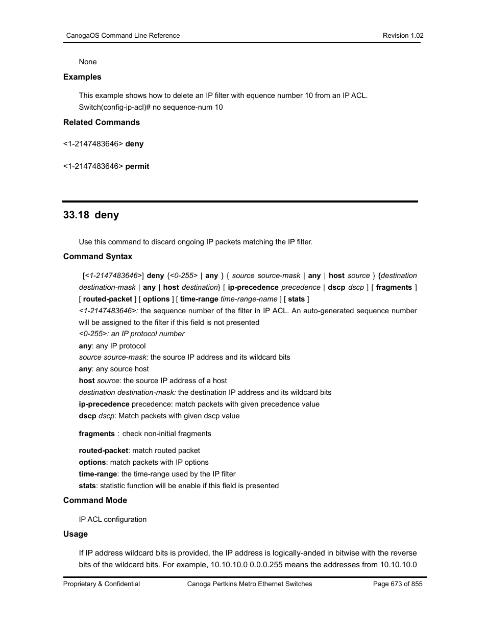 18 deny | CANOGA PERKINS CanogaOS Command Reference User Manual | Page 673 / 855