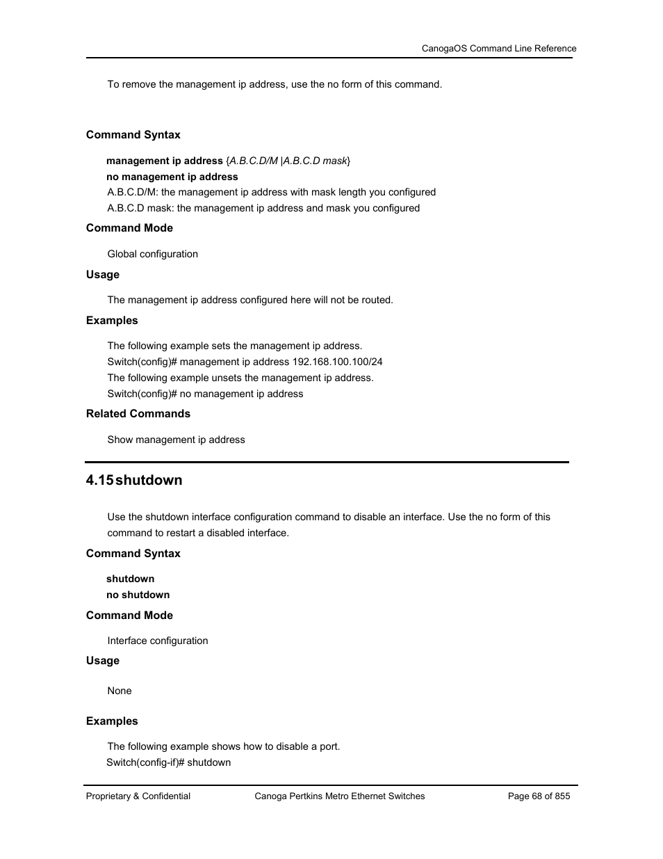 15 shutdown | CANOGA PERKINS CanogaOS Command Reference User Manual | Page 68 / 855