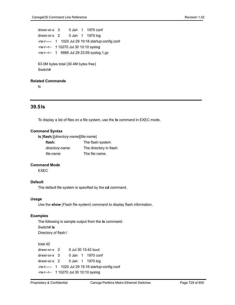 5 ls | CANOGA PERKINS CanogaOS Command Reference User Manual | Page 729 / 855