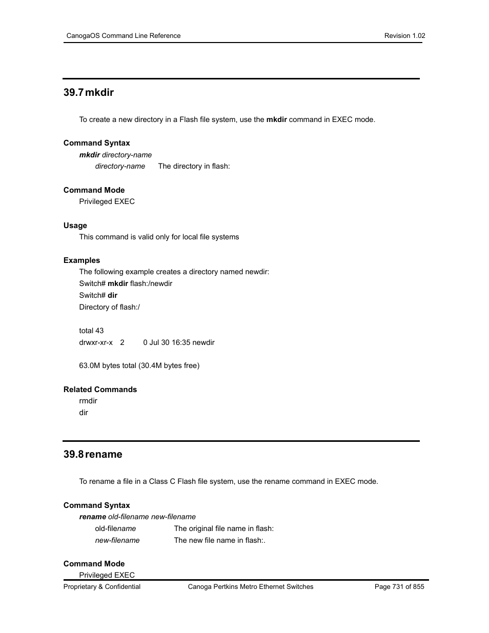 7 mkdir, 8 rename | CANOGA PERKINS CanogaOS Command Reference User Manual | Page 731 / 855