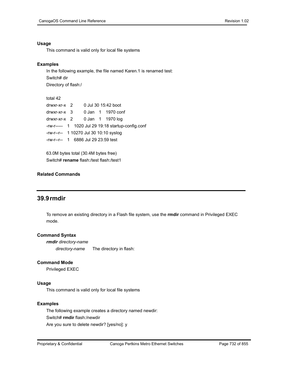 9 rmdir | CANOGA PERKINS CanogaOS Command Reference User Manual | Page 732 / 855
