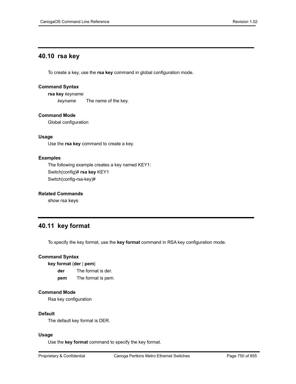 10 rsa key, 11 key format | CANOGA PERKINS CanogaOS Command Reference User Manual | Page 750 / 855