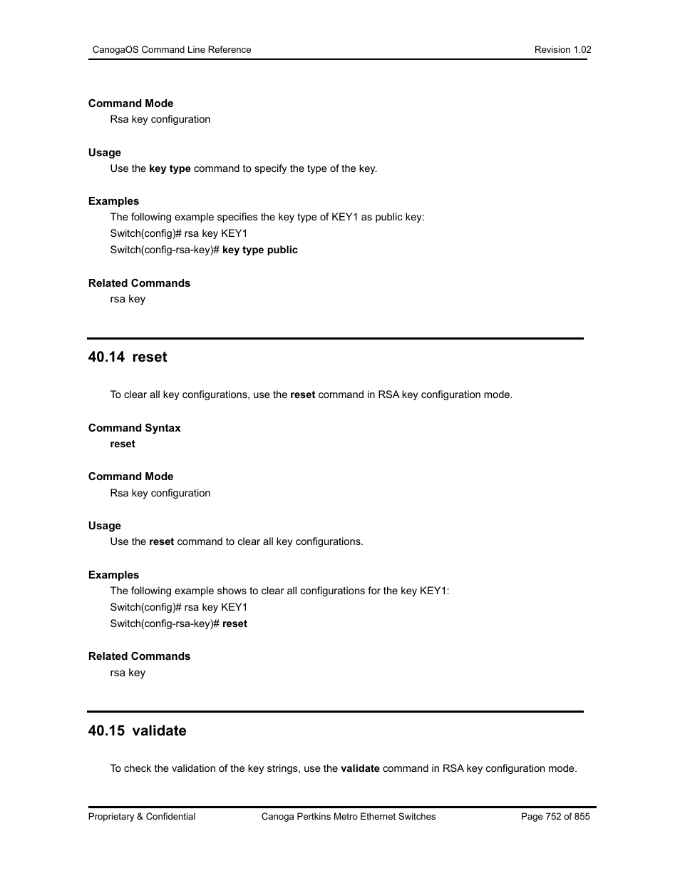 14 reset, 15 validate | CANOGA PERKINS CanogaOS Command Reference User Manual | Page 752 / 855