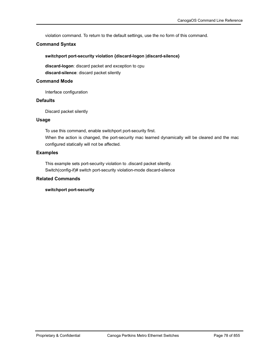 CANOGA PERKINS CanogaOS Command Reference User Manual | Page 78 / 855