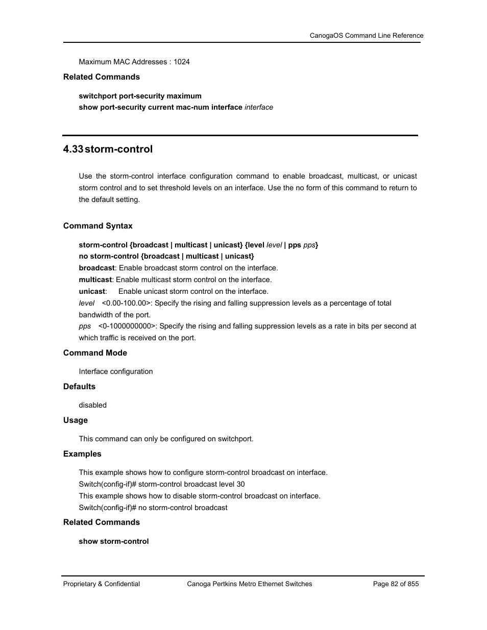 33 storm-control | CANOGA PERKINS CanogaOS Command Reference User Manual | Page 82 / 855