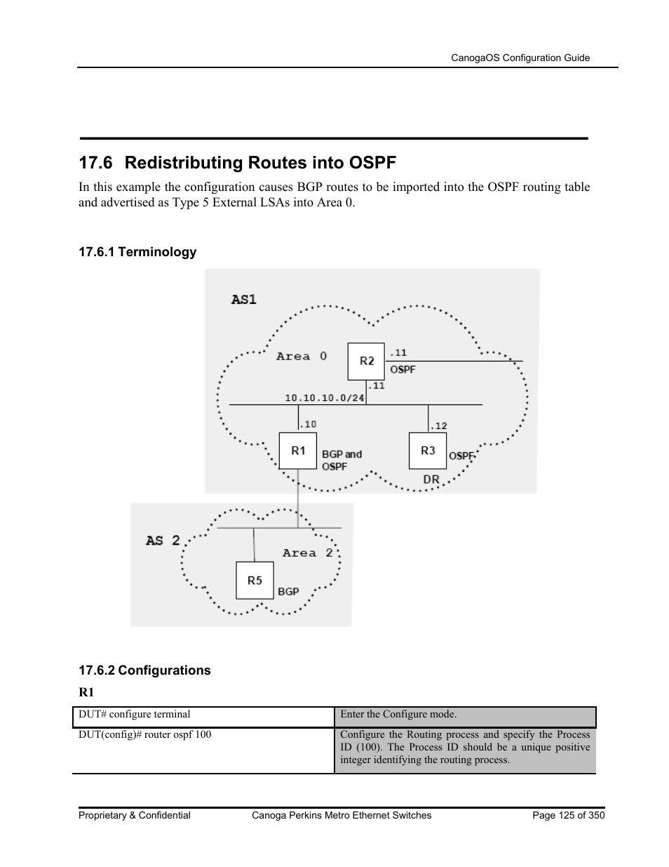 6 redistributing routes into ospf | CANOGA PERKINS CanogaOS Configuration Guide User Manual | Page 125 / 350