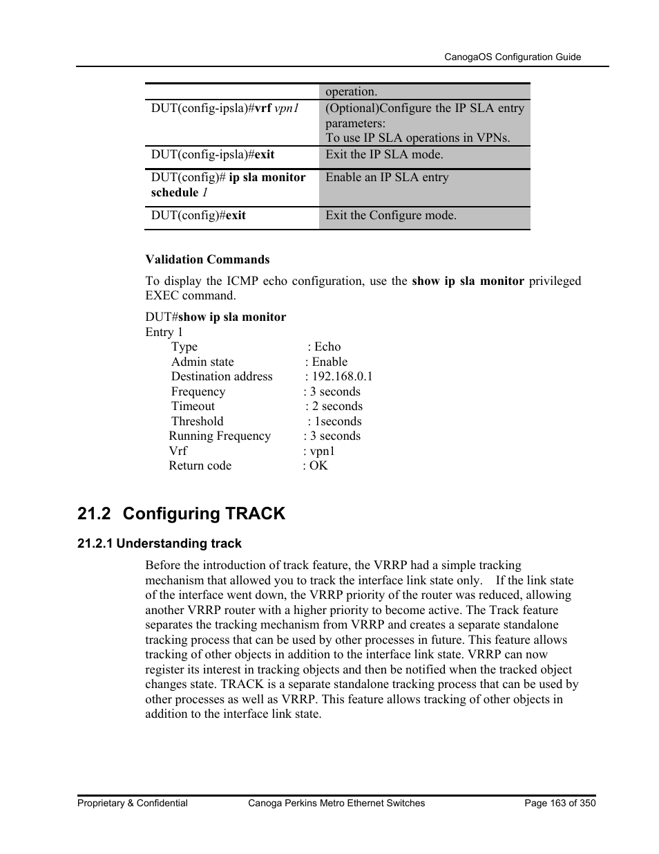 2 configuring track | CANOGA PERKINS CanogaOS Configuration Guide User Manual | Page 163 / 350