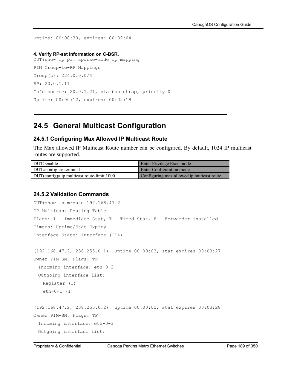 5 general multicast configuration | CANOGA PERKINS CanogaOS Configuration Guide User Manual | Page 189 / 350