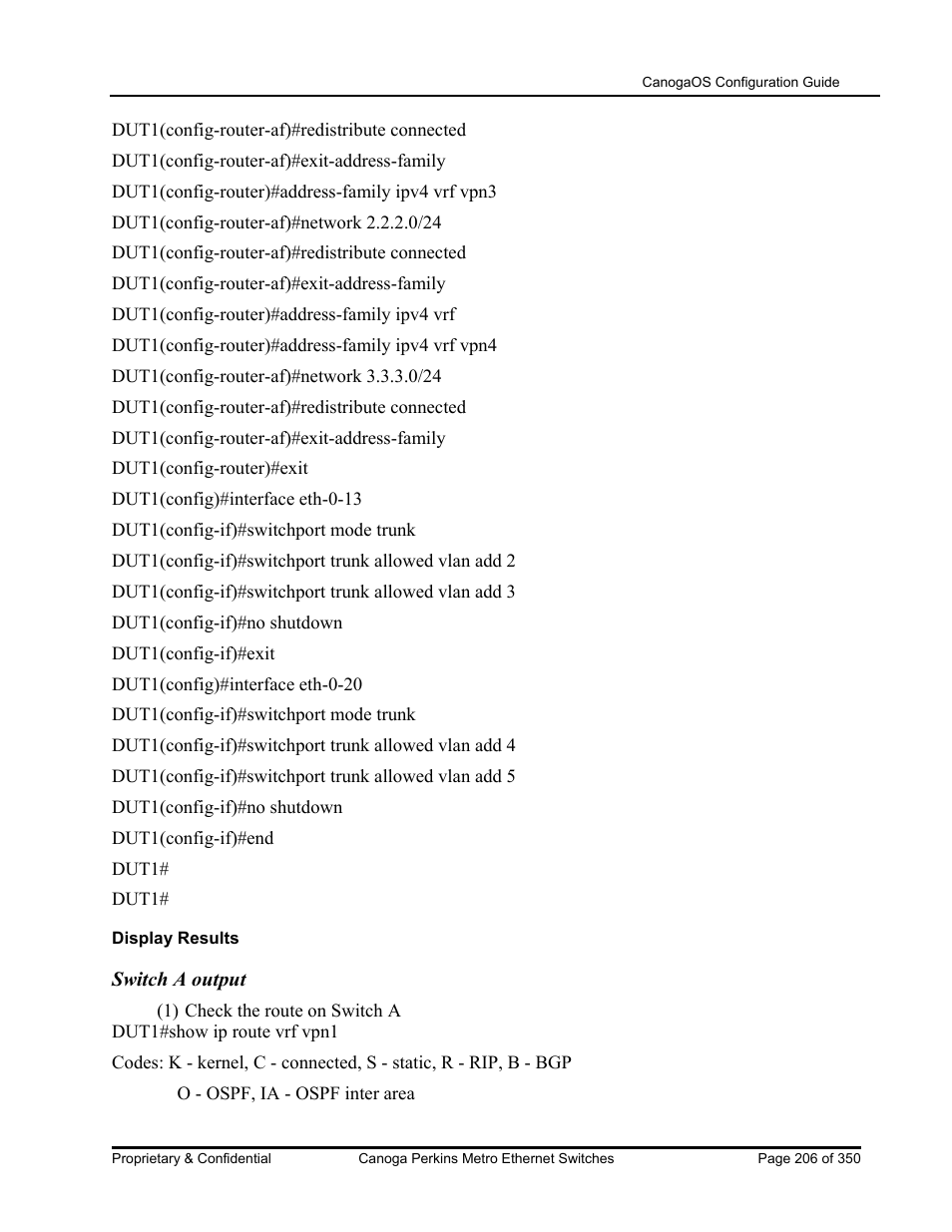 Switch a output | CANOGA PERKINS CanogaOS Configuration Guide User Manual | Page 206 / 350