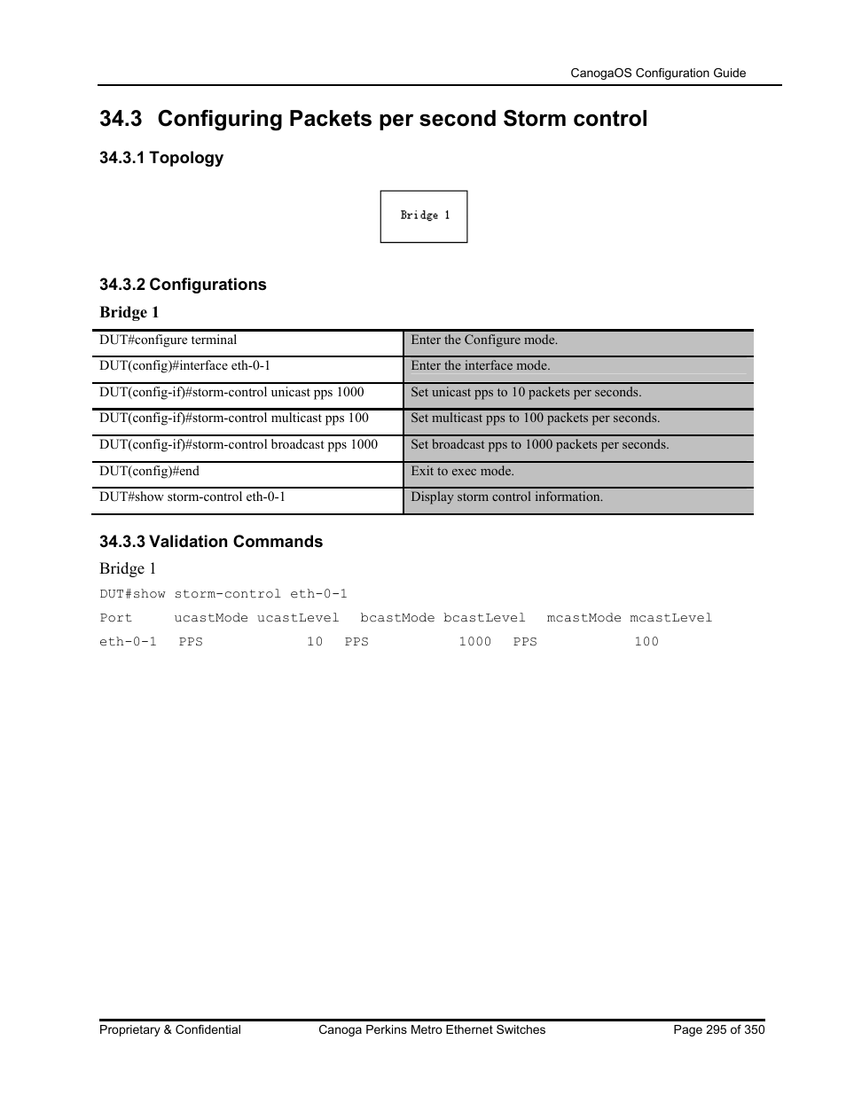 3 configuring packets per second storm control | CANOGA PERKINS CanogaOS Configuration Guide User Manual | Page 295 / 350