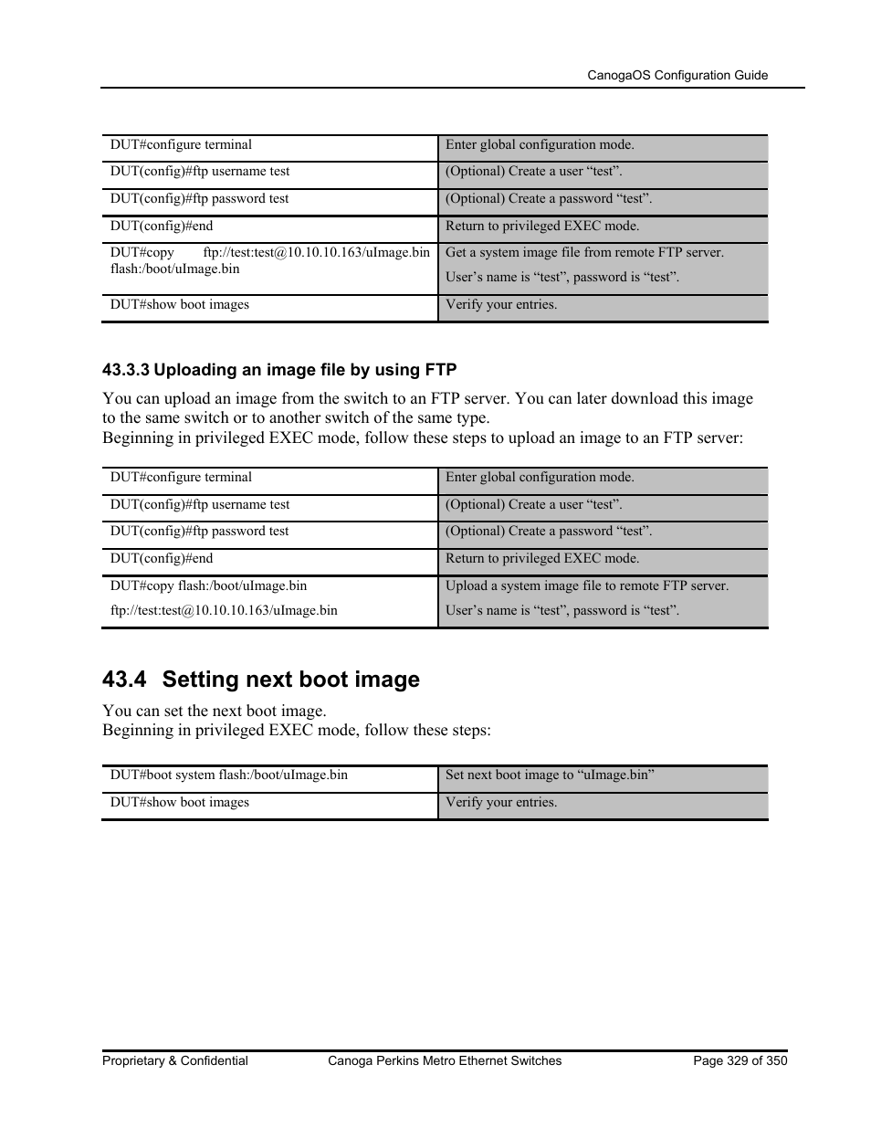 4 setting next boot image | CANOGA PERKINS CanogaOS Configuration Guide User Manual | Page 329 / 350