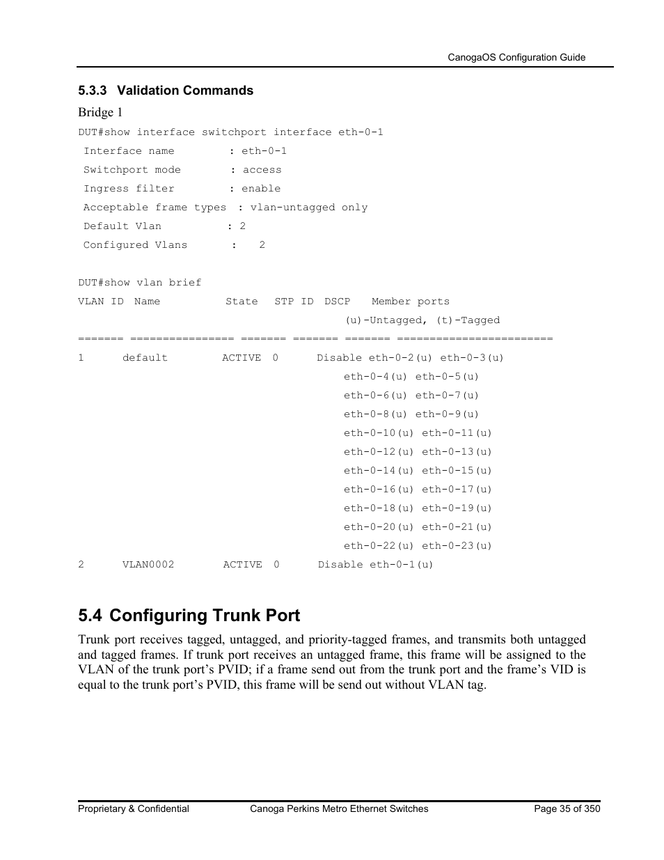 4 configuring trunk port | CANOGA PERKINS CanogaOS Configuration Guide User Manual | Page 35 / 350