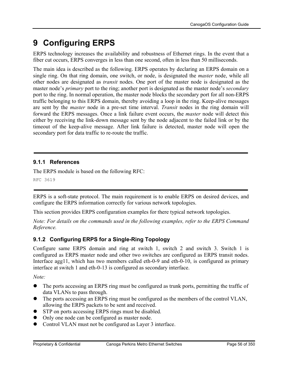 9 configuring erps | CANOGA PERKINS CanogaOS Configuration Guide User Manual | Page 56 / 350