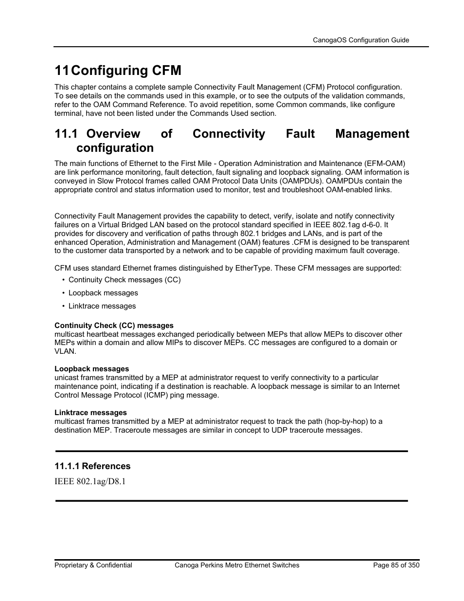 11 configuring cfm | CANOGA PERKINS CanogaOS Configuration Guide User Manual | Page 85 / 350