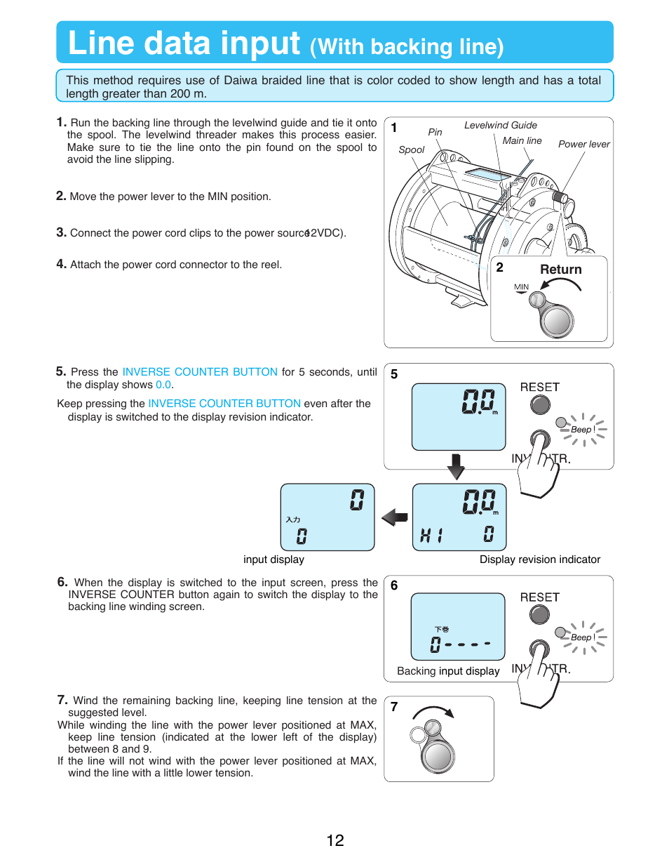 Line data input, With backing line) | Daiwa MARINEPOWER-3000 User Manual | Page 14 / 26