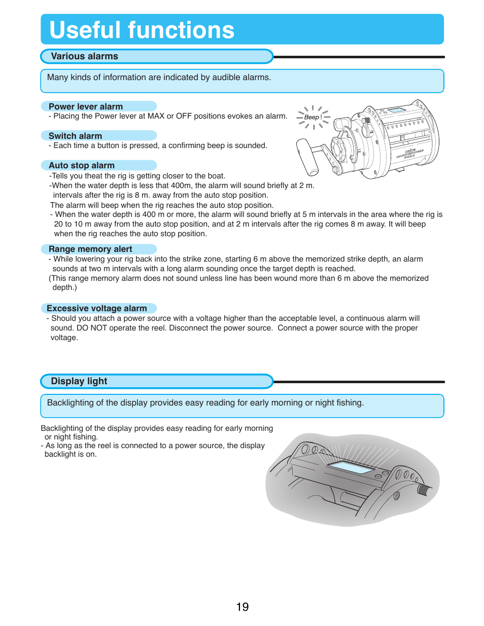Useful functions | Daiwa MARINEPOWER-3000 User Manual | Page 21 / 26
