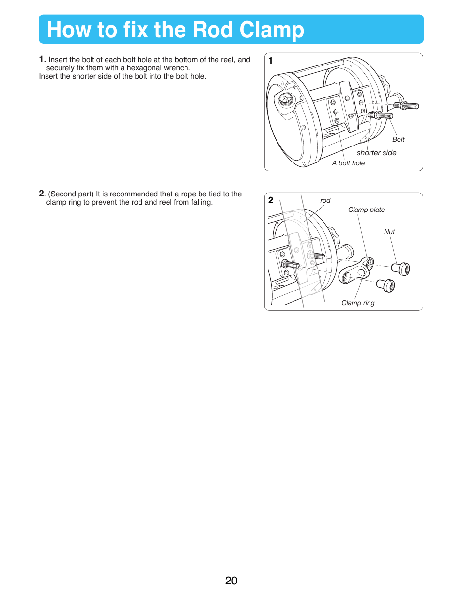 How to fix the rod clamp | Daiwa MARINEPOWER-3000 User Manual | Page 22 / 26