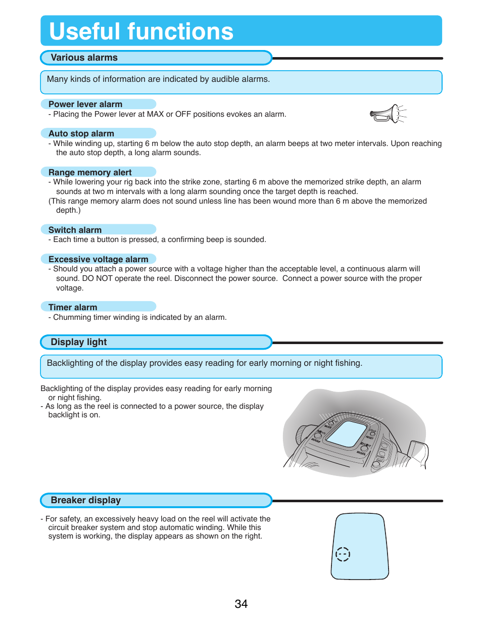 Useful functions | Daiwa SEABORG-1000MT User Manual | Page 36 / 40