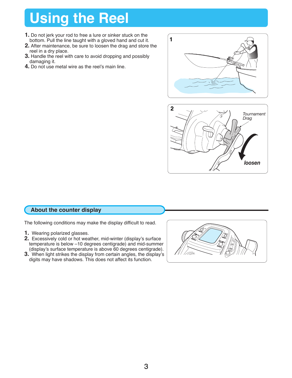 Using the reel | Daiwa SEABORG-1000MT User Manual | Page 5 / 40