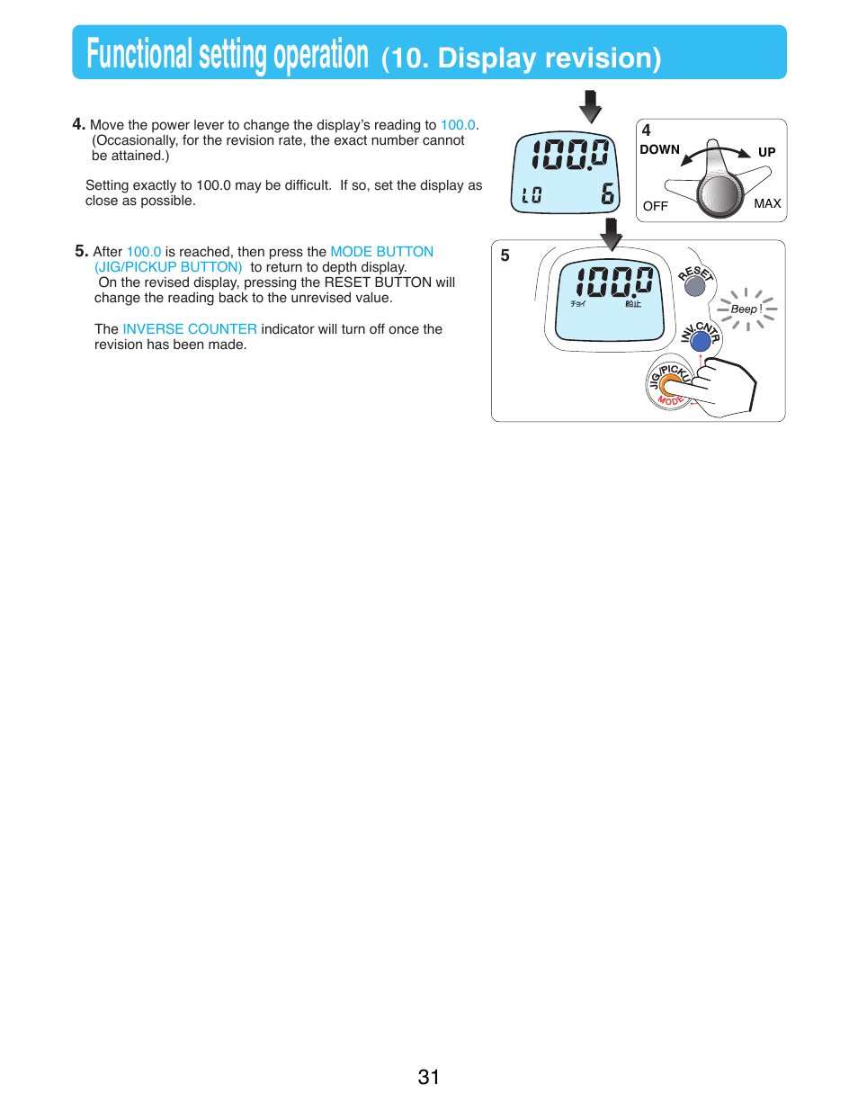 Functional setting operation, Display revision) | Daiwa SEABORG-300FB User Manual | Page 33 / 38