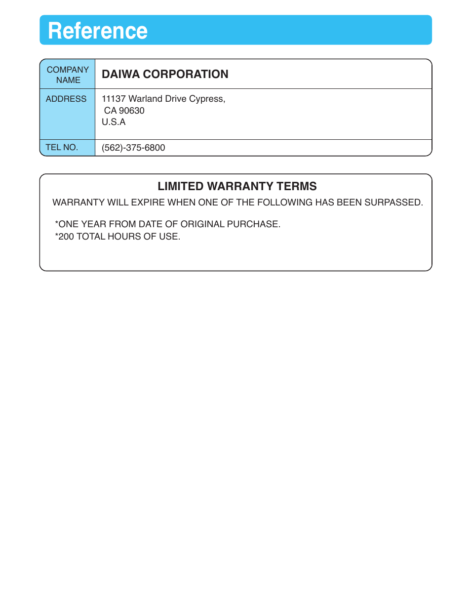 Reference | Daiwa TANACOM BULL 500 User Manual | Page 36 / 36