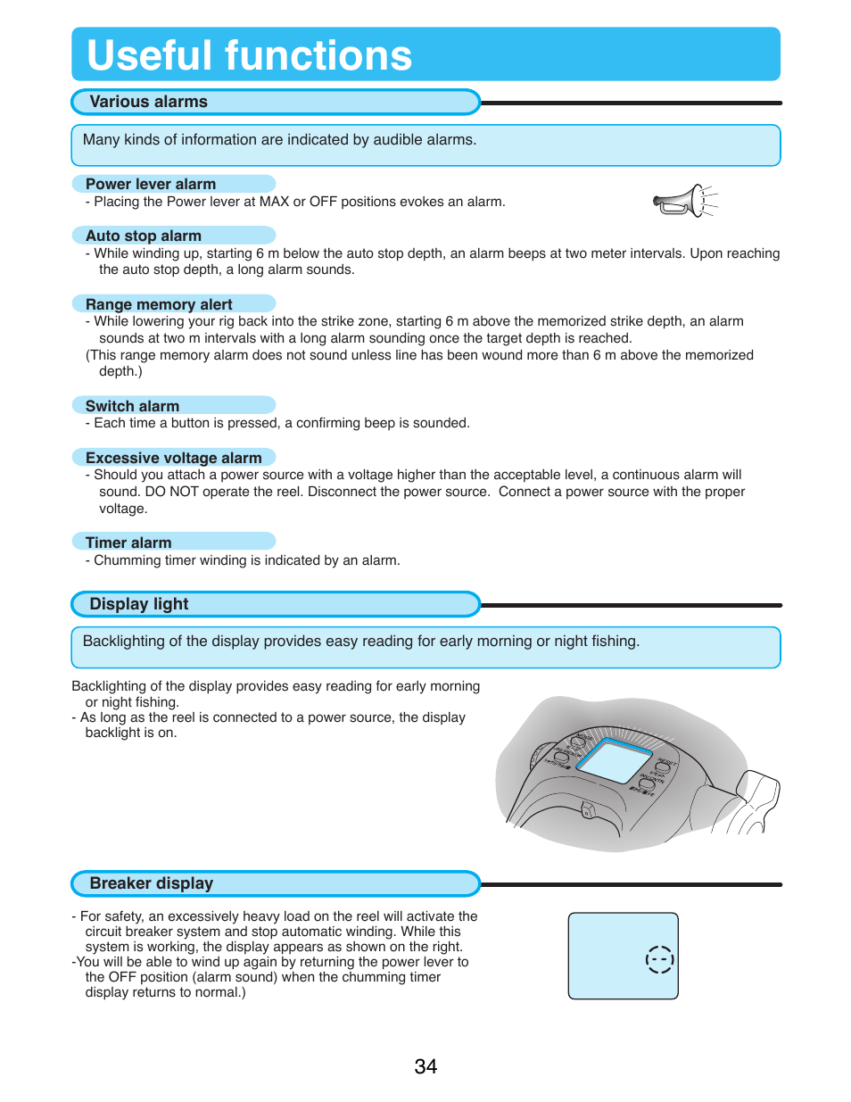 Useful functions | Daiwa TANACOM BULL 750 User Manual | Page 36 / 40