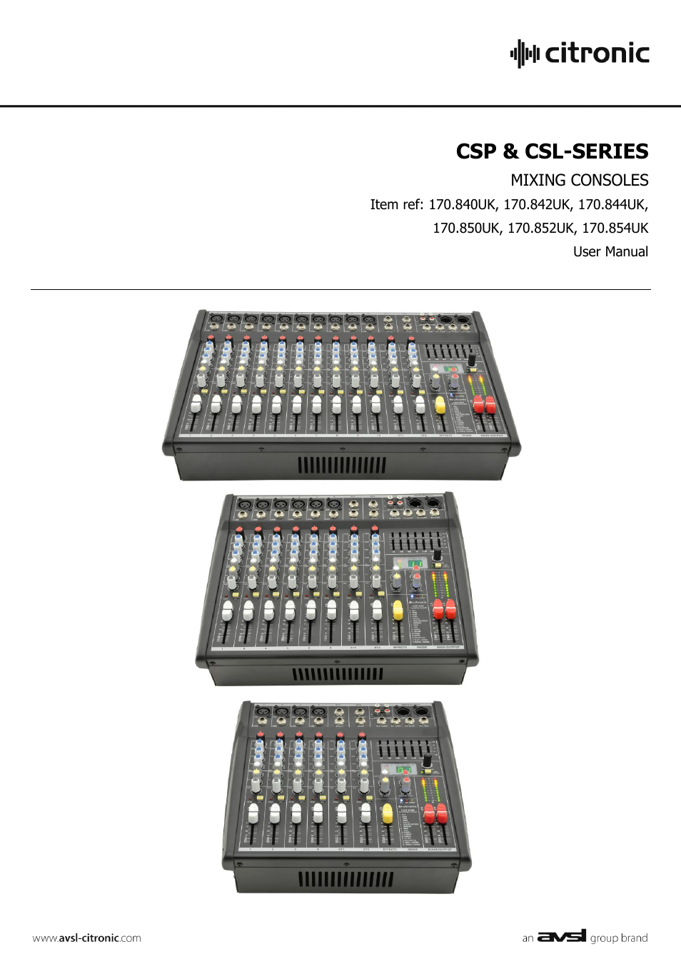 Citronic CSL-SERIES User Manual | 12 pages