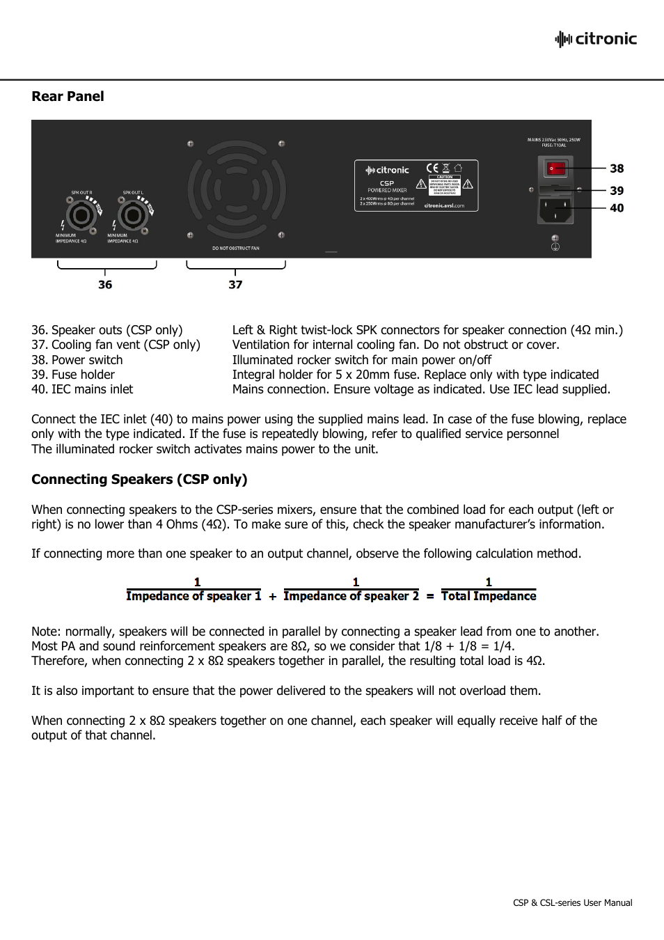 Citronic CSL-SERIES User Manual | Page 9 / 12