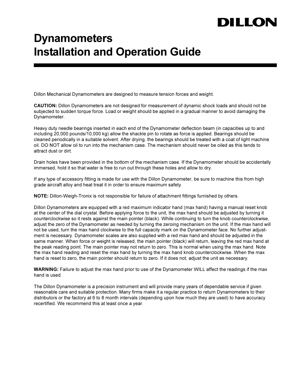 Dillon AP Crane Scales User Manual | 2 pages