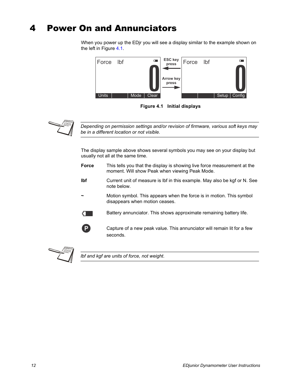 4 power on and annunciators, Chapter 4 power on and annunciators | Dillon EDjunior (Old) User Manual | Page 12 / 24