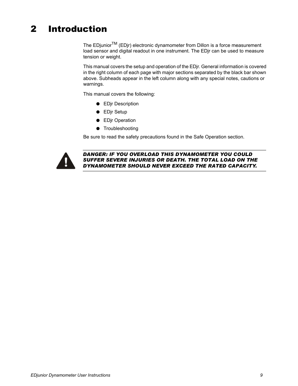 2 introduction, Chapter 2 introduction | Dillon EDjunior (Old) User Manual | Page 9 / 24